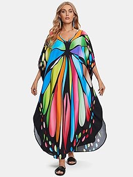 Butterfly Dress for Women Vneck Batwing Sleeve Kaftan
